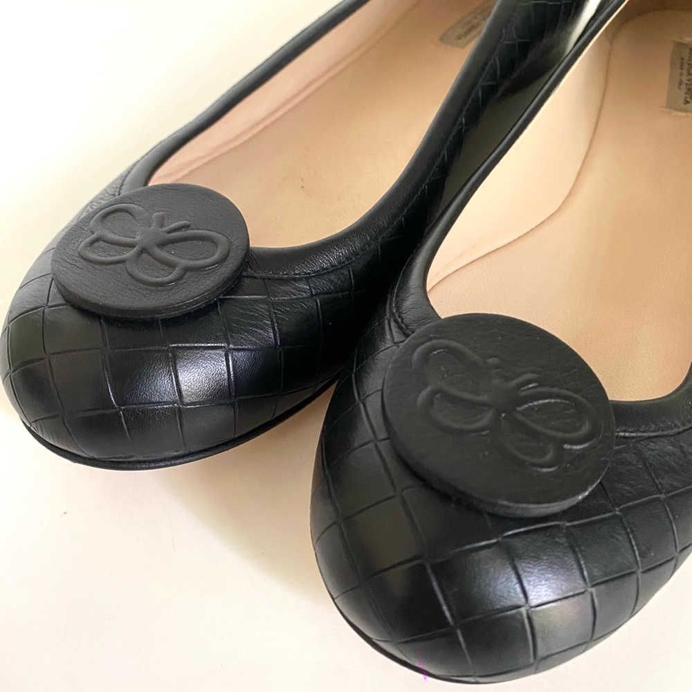 BOTTEGA VENETA Black Leather Butterfly Flats